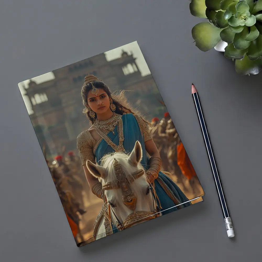 Indian Queen Riding White Horse Palace Background – Notebooks