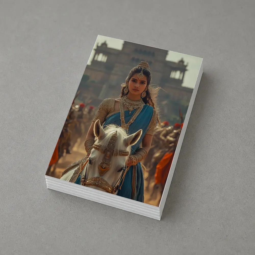 Indian Queen Riding White Horse Palace Background – Postcards