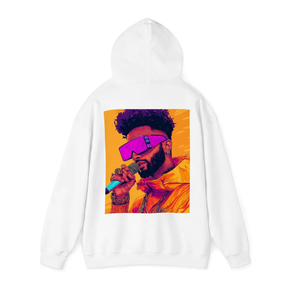 Hip Hop Singer Orange Jacket Illustration Art – Hoodies