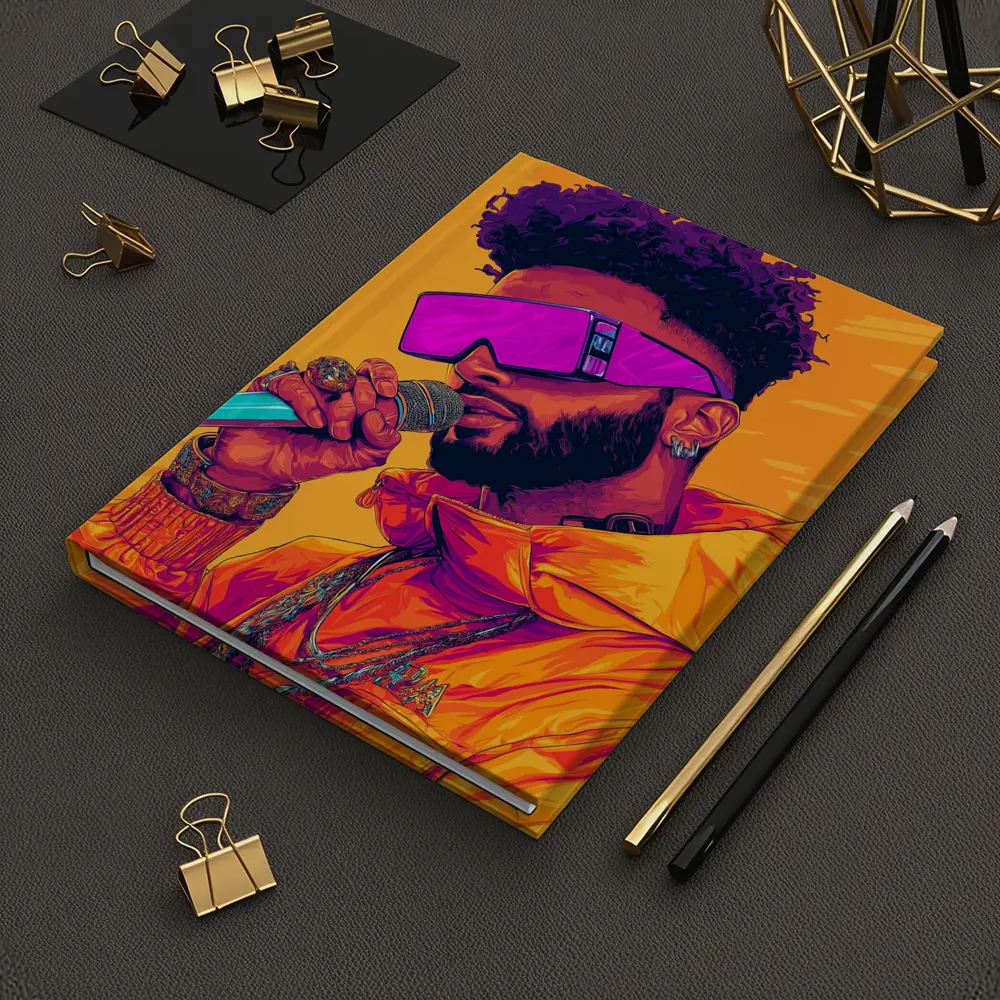 Hip Hop Singer Orange Jacket Illustration Art – Notebooks