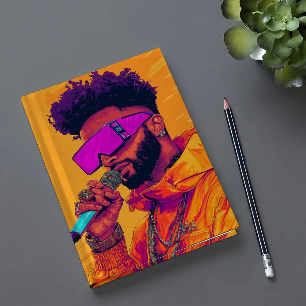 Hip Hop Singer Orange Jacket Illustration Art – Notebooks