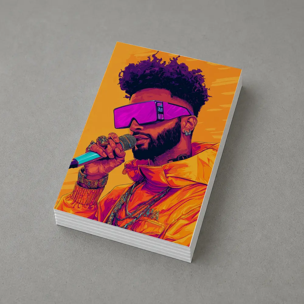 Hip Hop Singer Orange Jacket Illustration Art – Postcards
