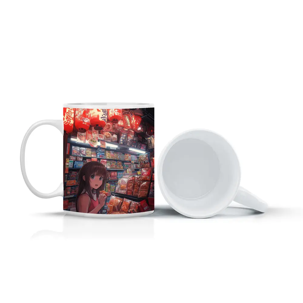 Anime Girl at Japanese Noodle Street Stall – Mugs
