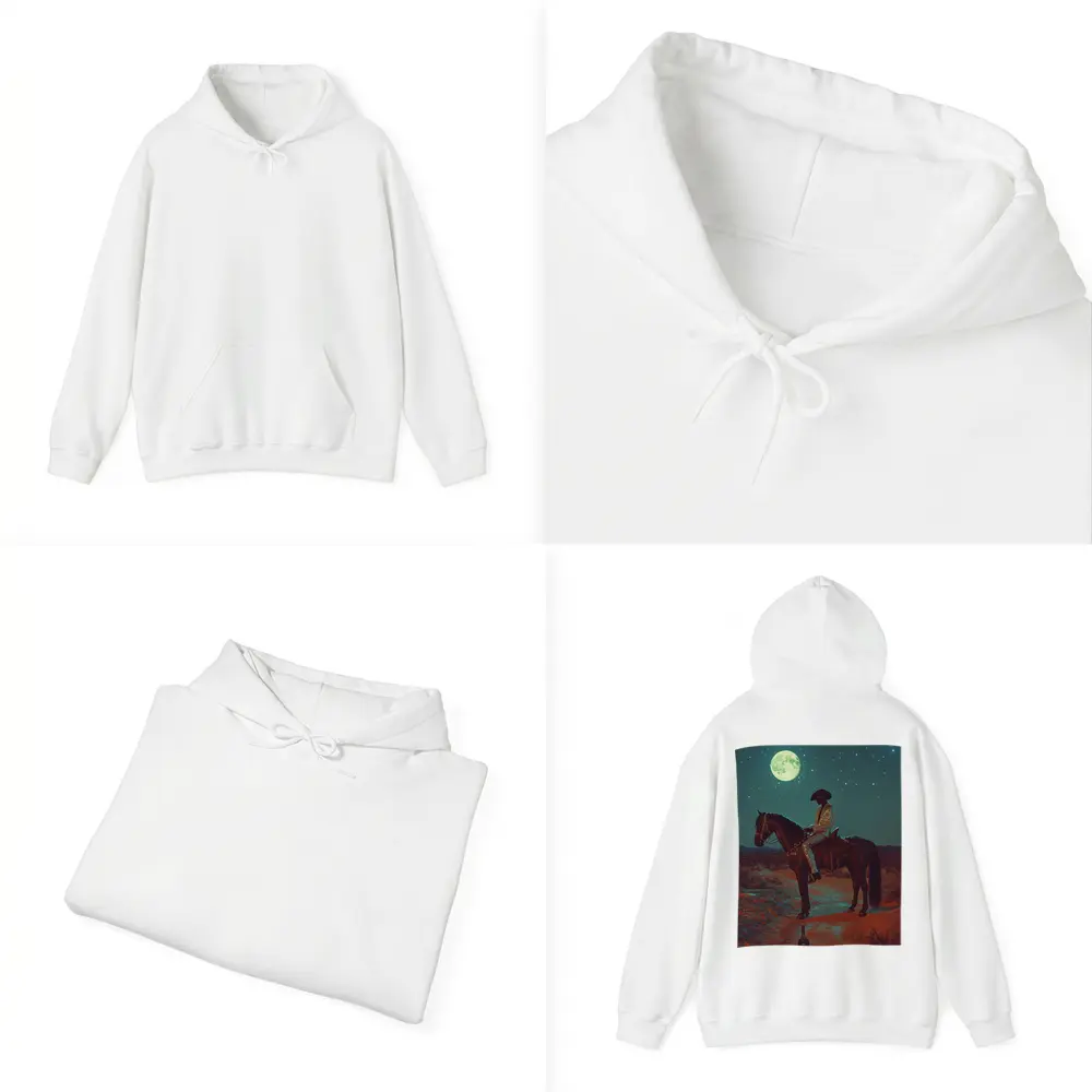 Cowboy on Horse Desert Moonlit Night – Hoodies