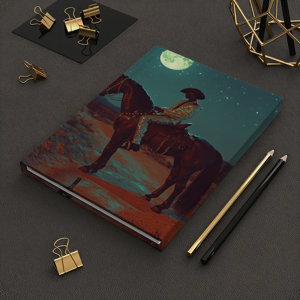 Cowboy on Horse Desert Moonlit Night – Notebooks