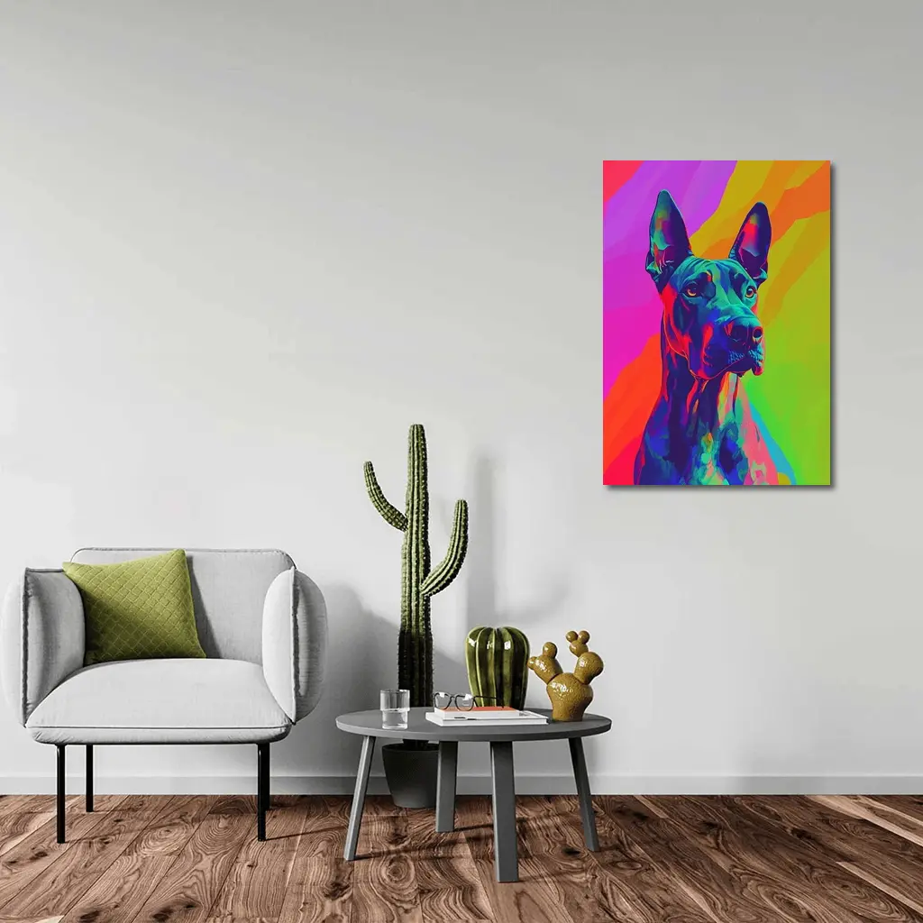 Great Dane Pop Art Colorful Rainbow Background – Wall Art