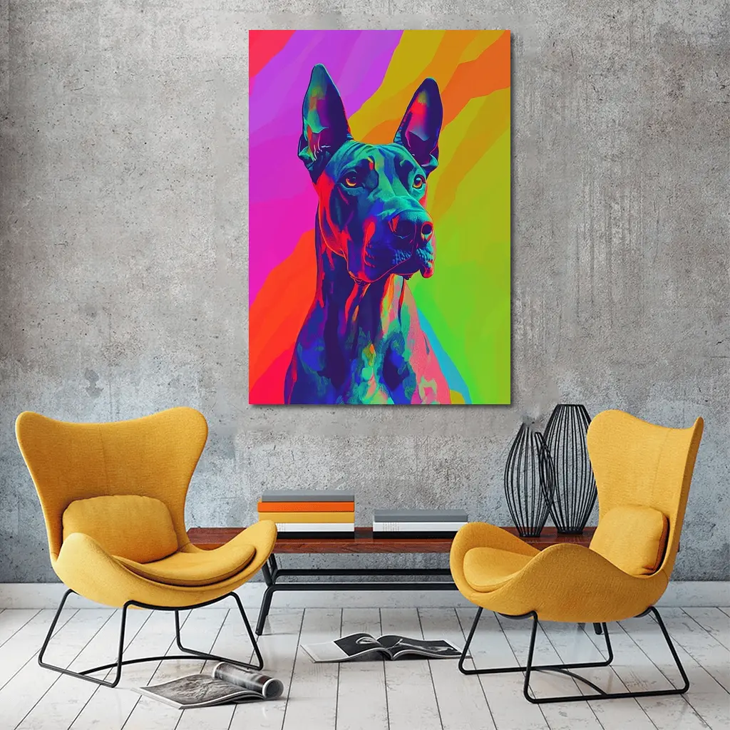 Great Dane Pop Art Colorful Rainbow Background – Wall Art