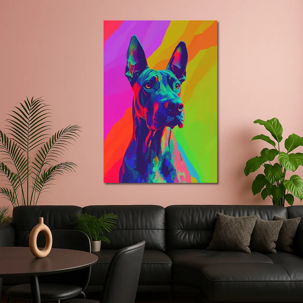 Great Dane Pop Art Colorful Rainbow Background – Wall Art