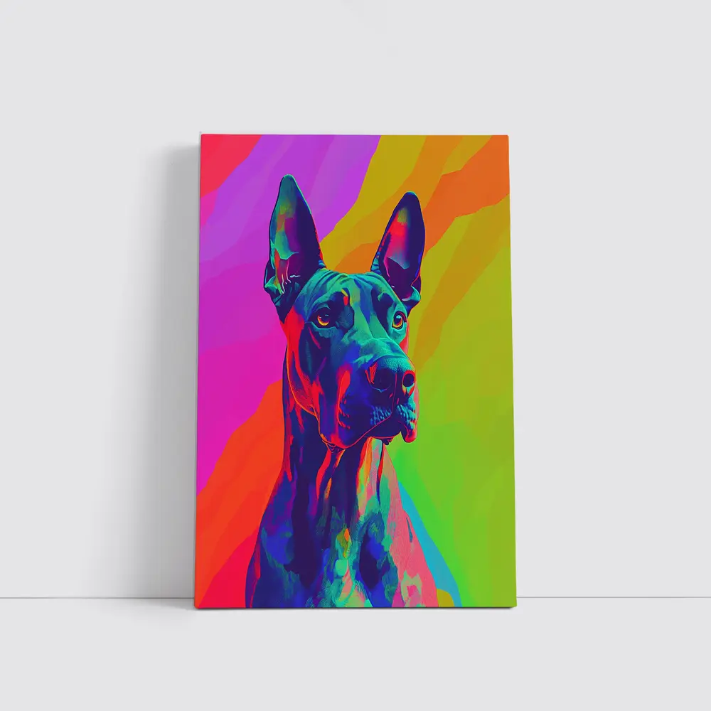 Great Dane Pop Art Colorful Rainbow Background – Wall Art