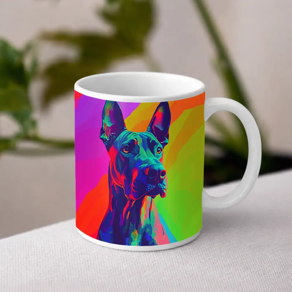 Great Dane Pop Art Colorful Rainbow Background – Mugs