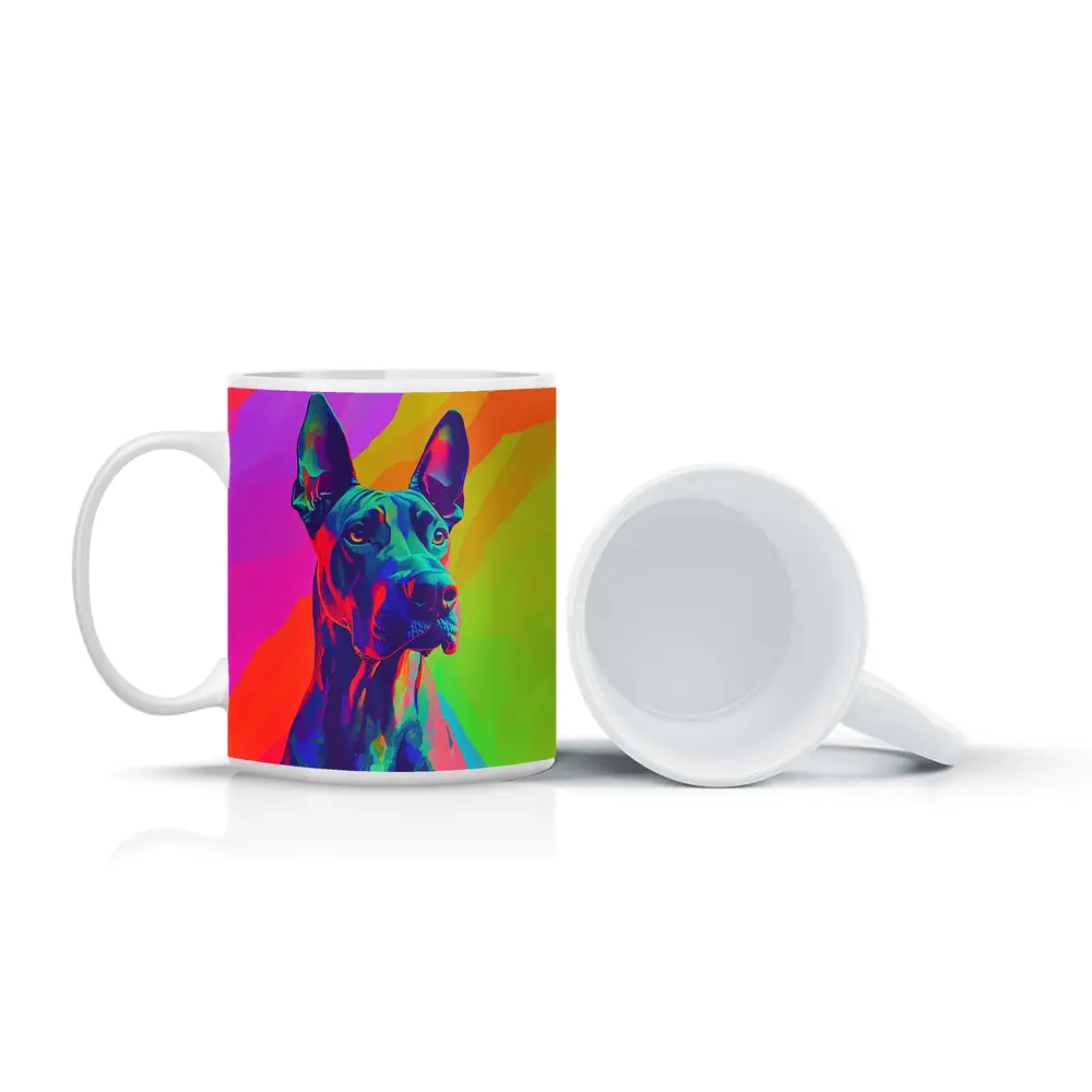 Great Dane Pop Art Colorful Rainbow Background – Mugs