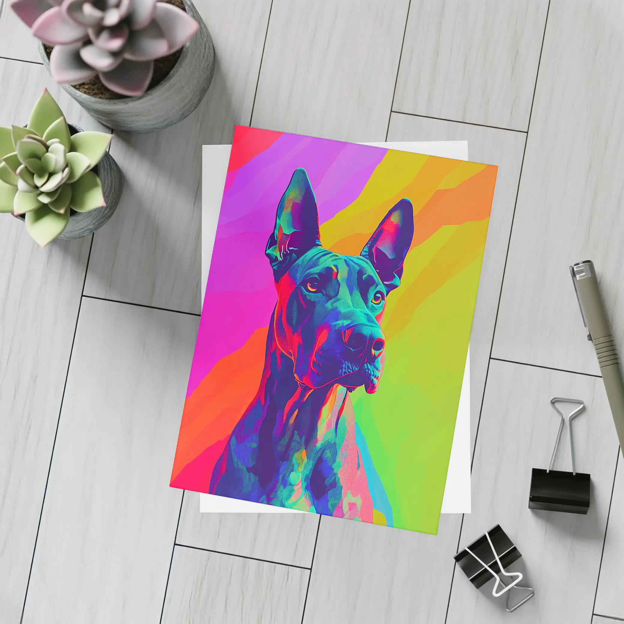 Great Dane Pop Art Colorful Rainbow Background – Postcards