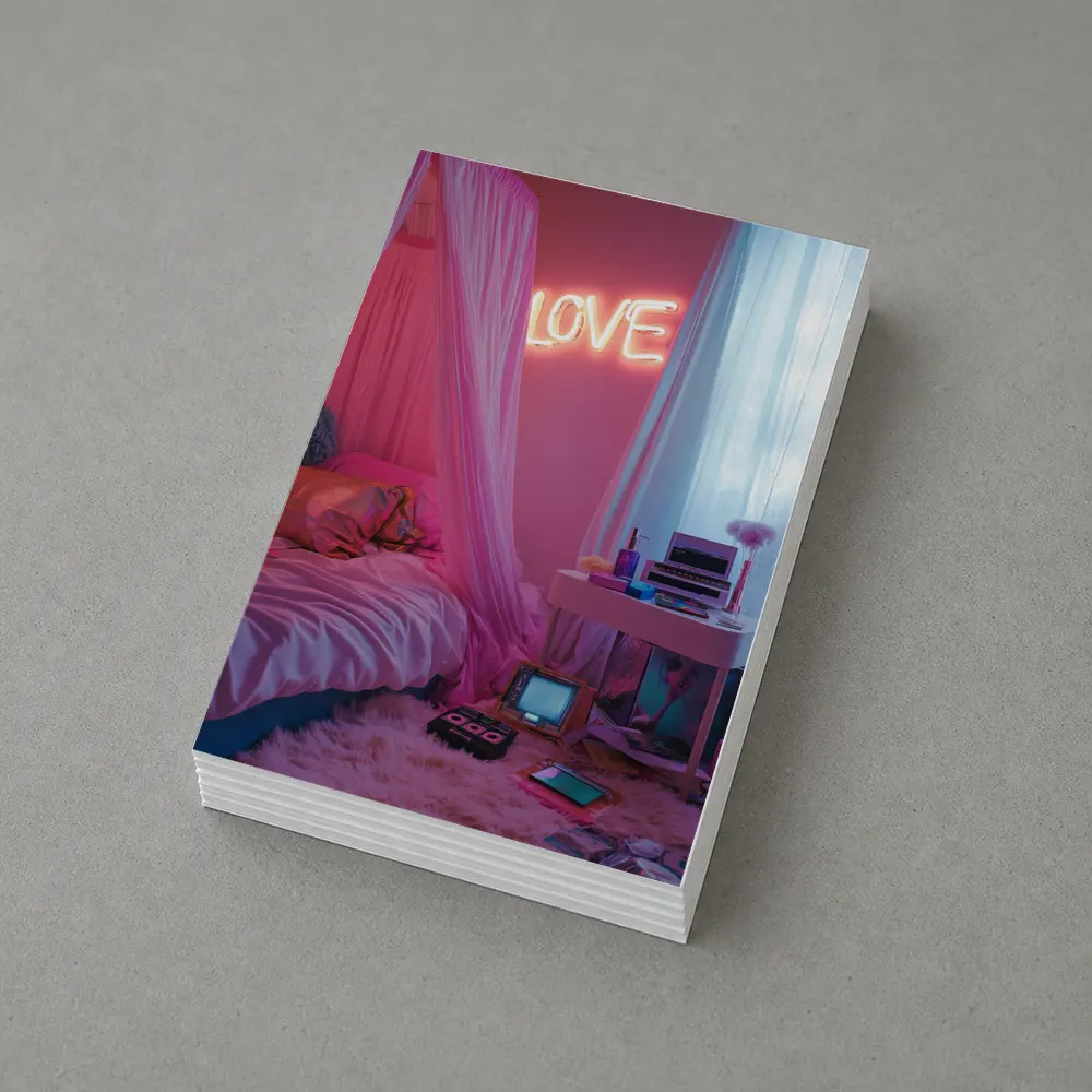 Neon Love Sign Pink Bedroom Interior – Postcards
