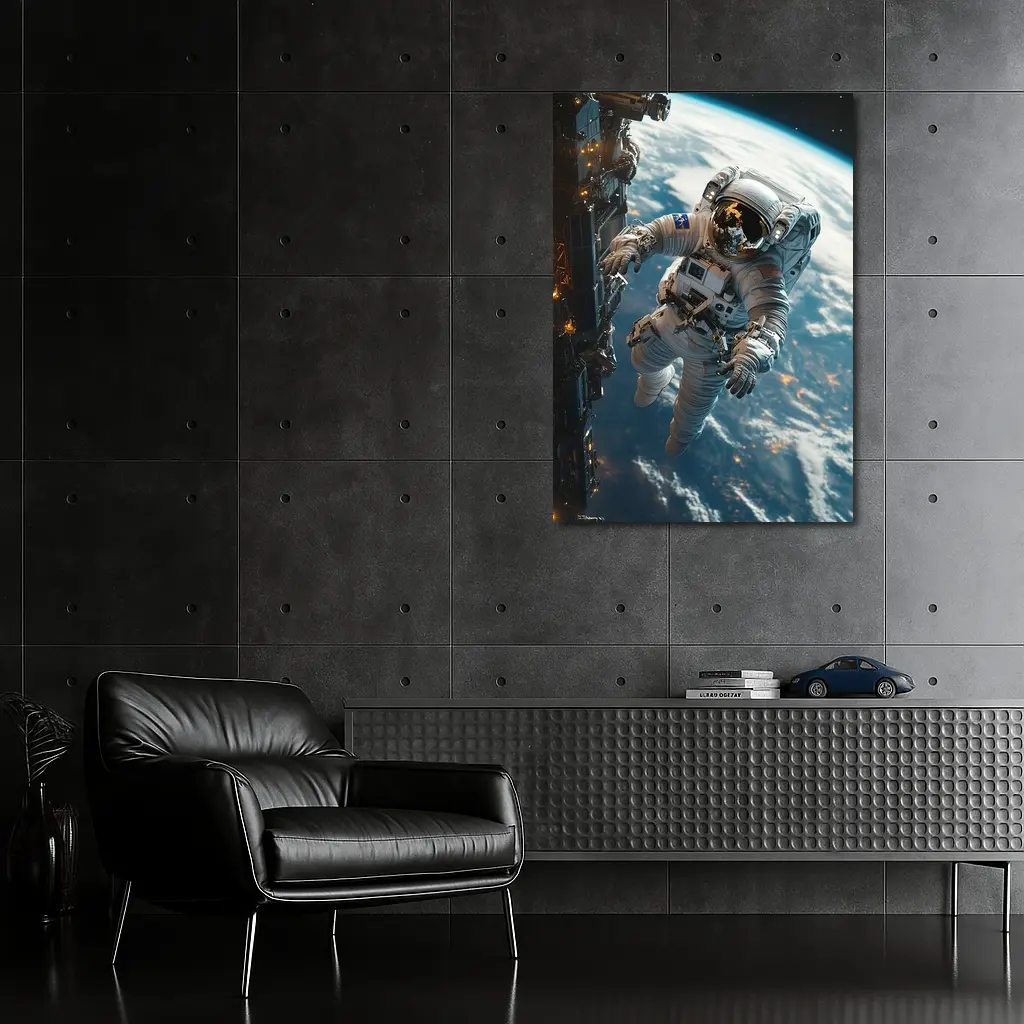 Astronaut Spacewalk Above Earth Space Station – Wall Art