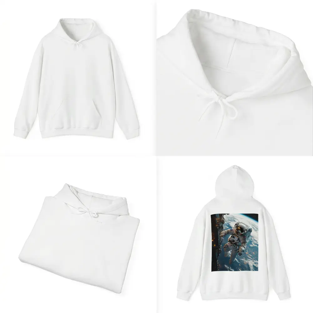 Astronaut Spacewalk Above Earth Space Station – Hoodies