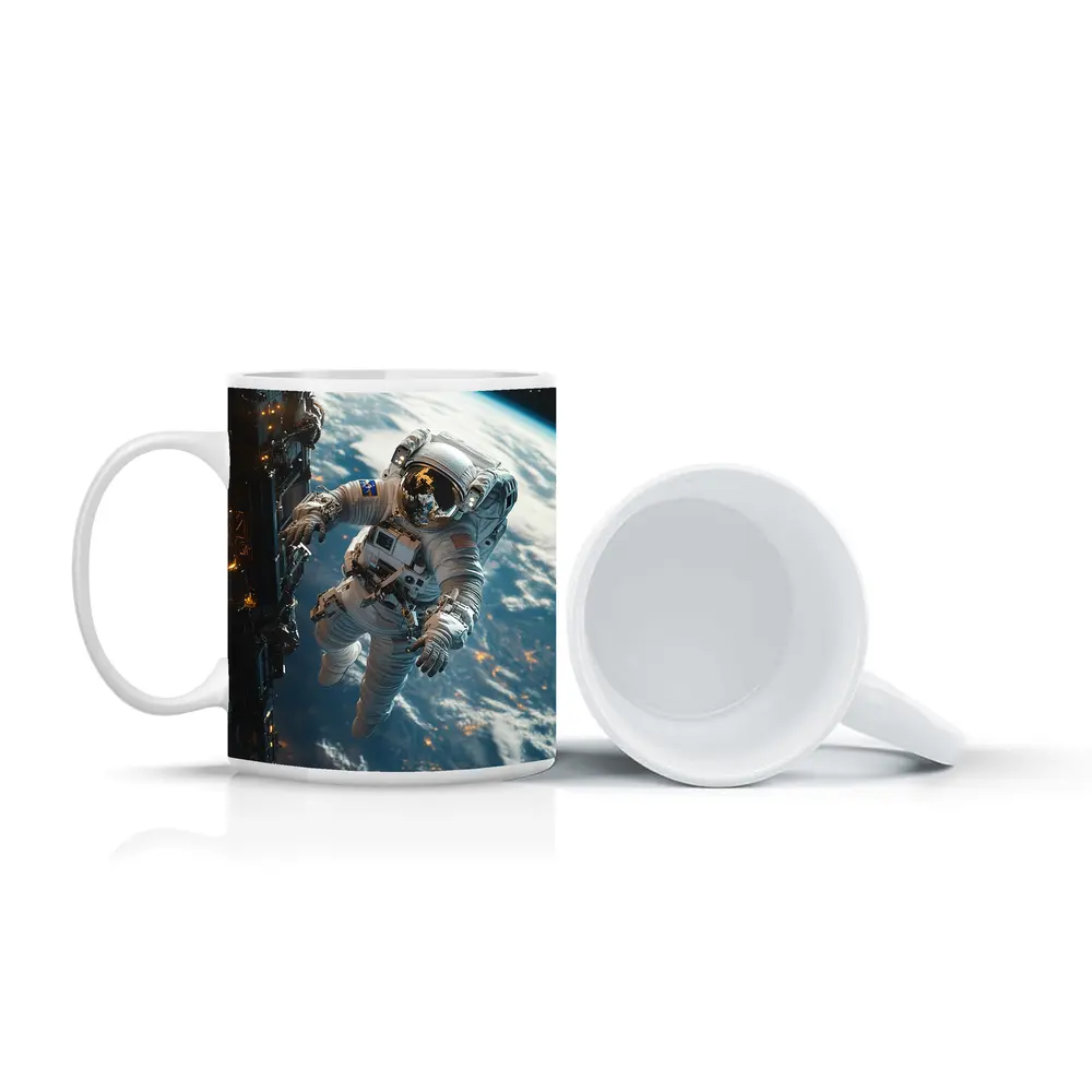 Astronaut Spacewalk Above Earth Space Station – Mugs