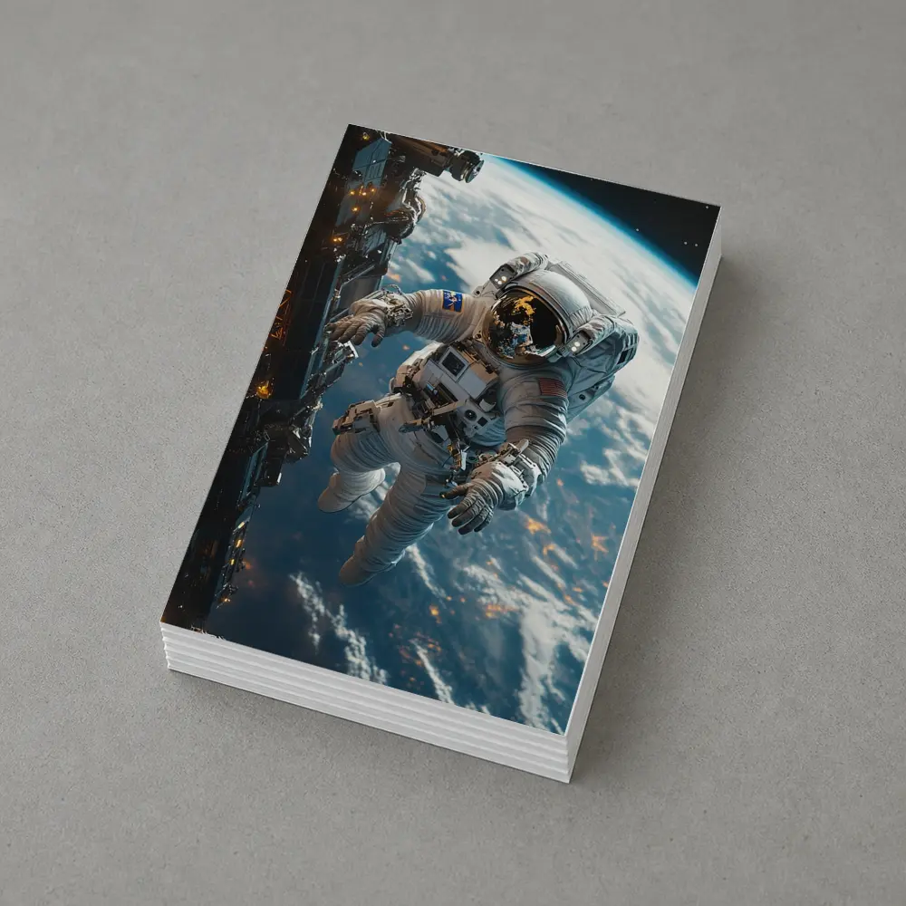 Astronaut Spacewalk Above Earth Space Station – Postcards