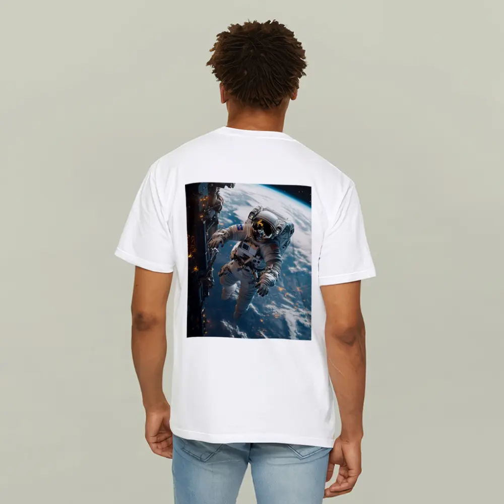 Astronaut Spacewalk Above Earth Space Station – T-Shirts