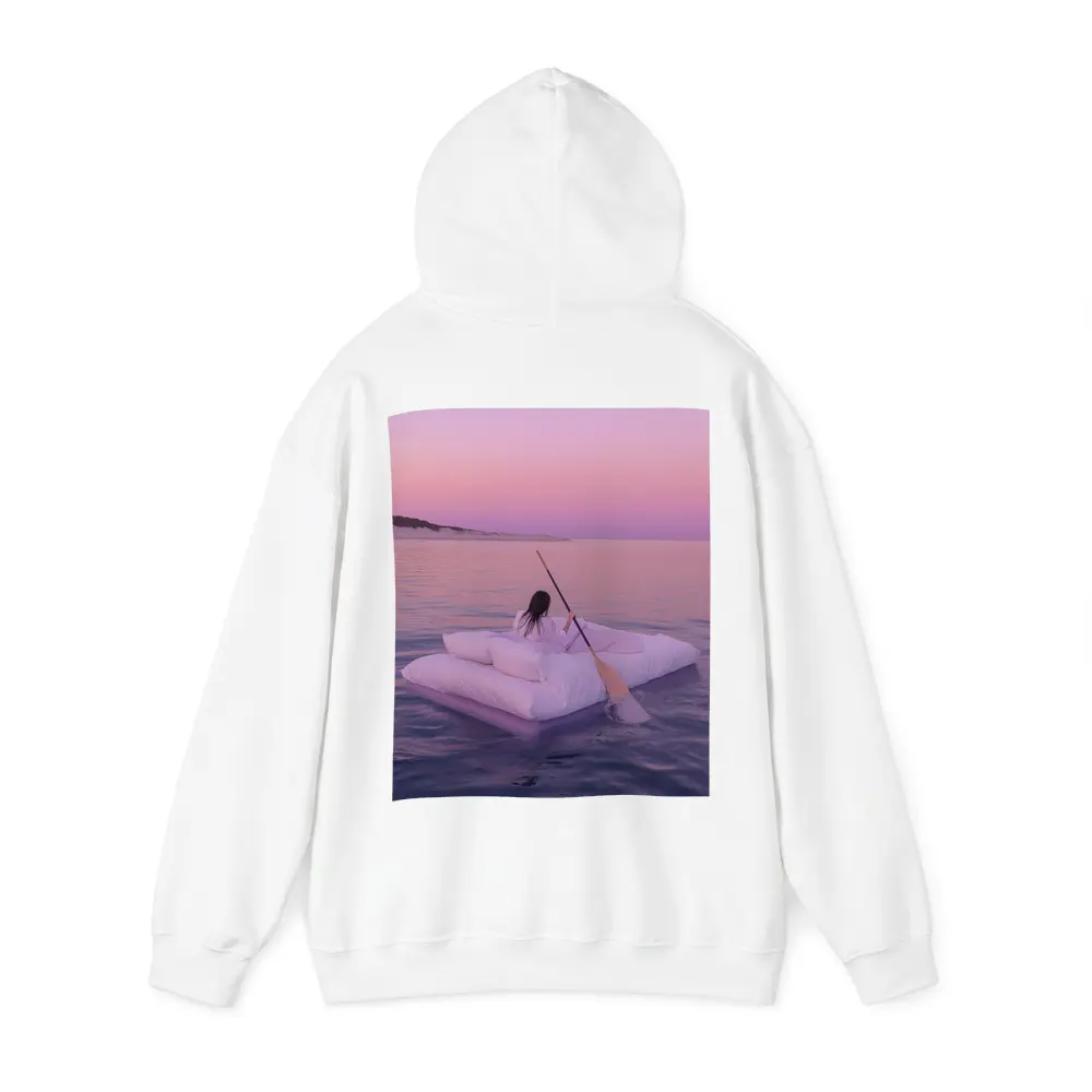 Woman Floating on Raft at Pink Sunset – Hoodies
