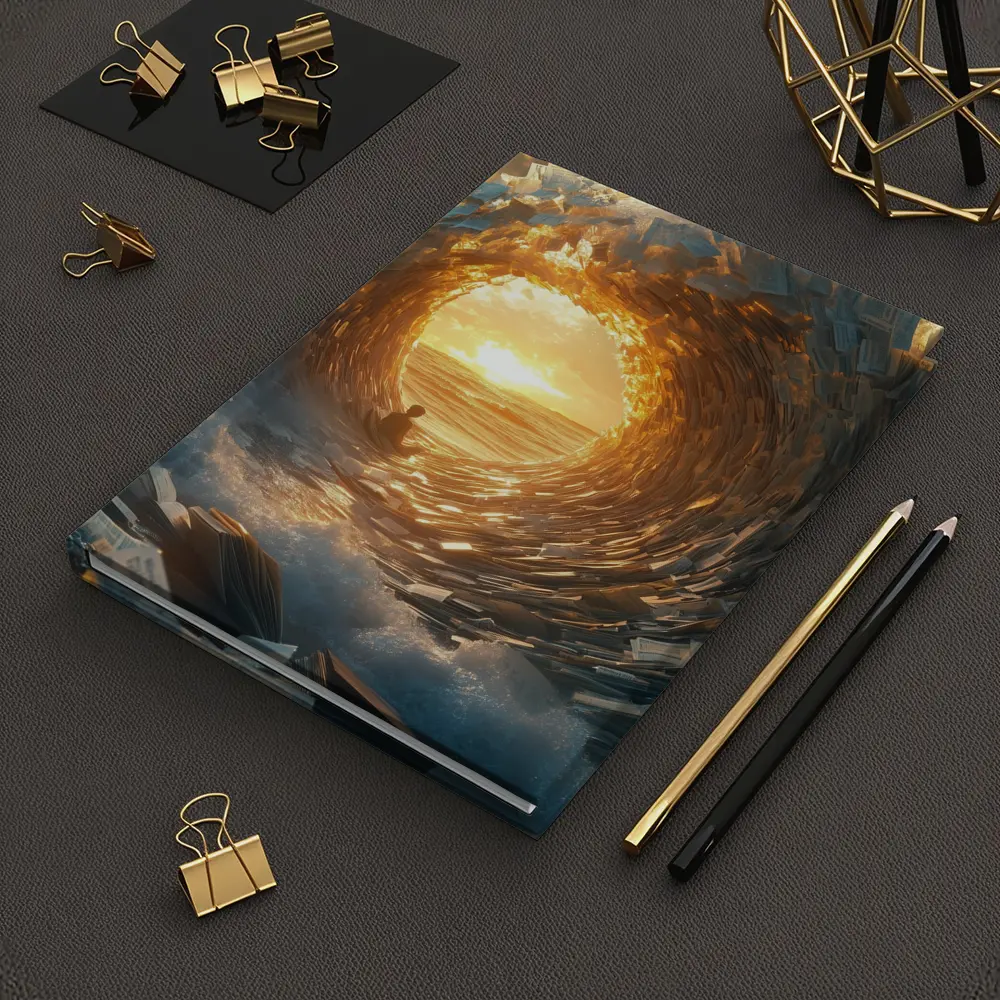 Money Wave Tunnel Golden Sunset Ocean – Notebooks