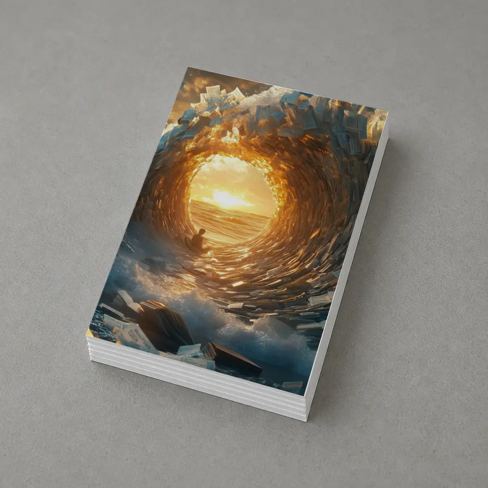 Money Wave Tunnel Golden Sunset Ocean – Postcards