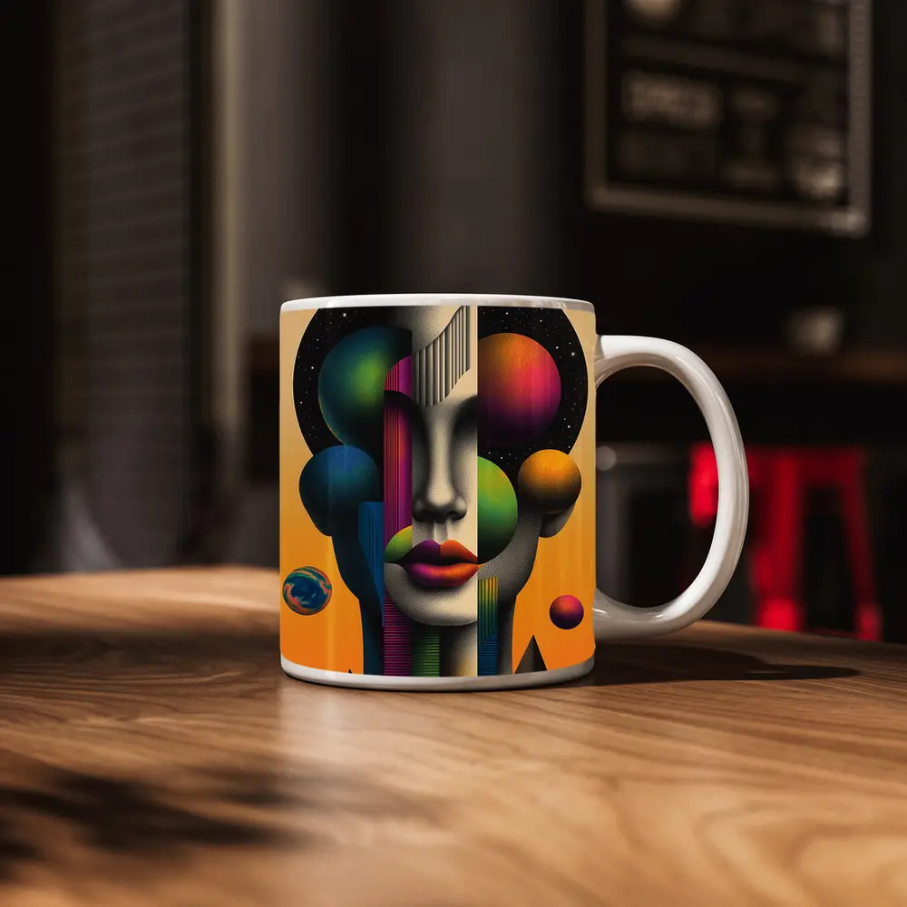 Abstract Face Surreal Space Planets Art – Mugs