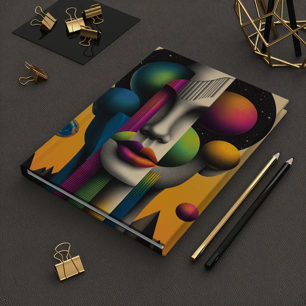 Abstract Face Surreal Space Planets Art – Notebooks