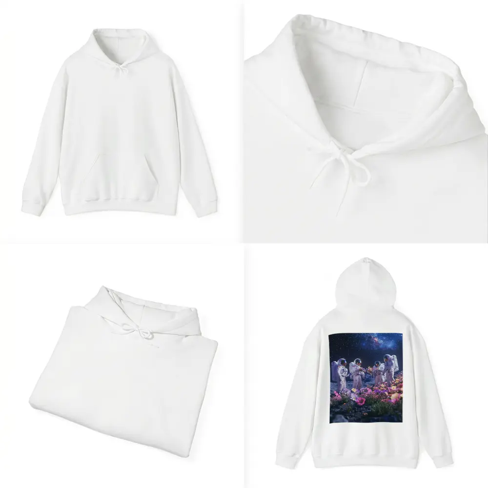 Astronauts Picking Flowers on Starry Moon – Hoodies