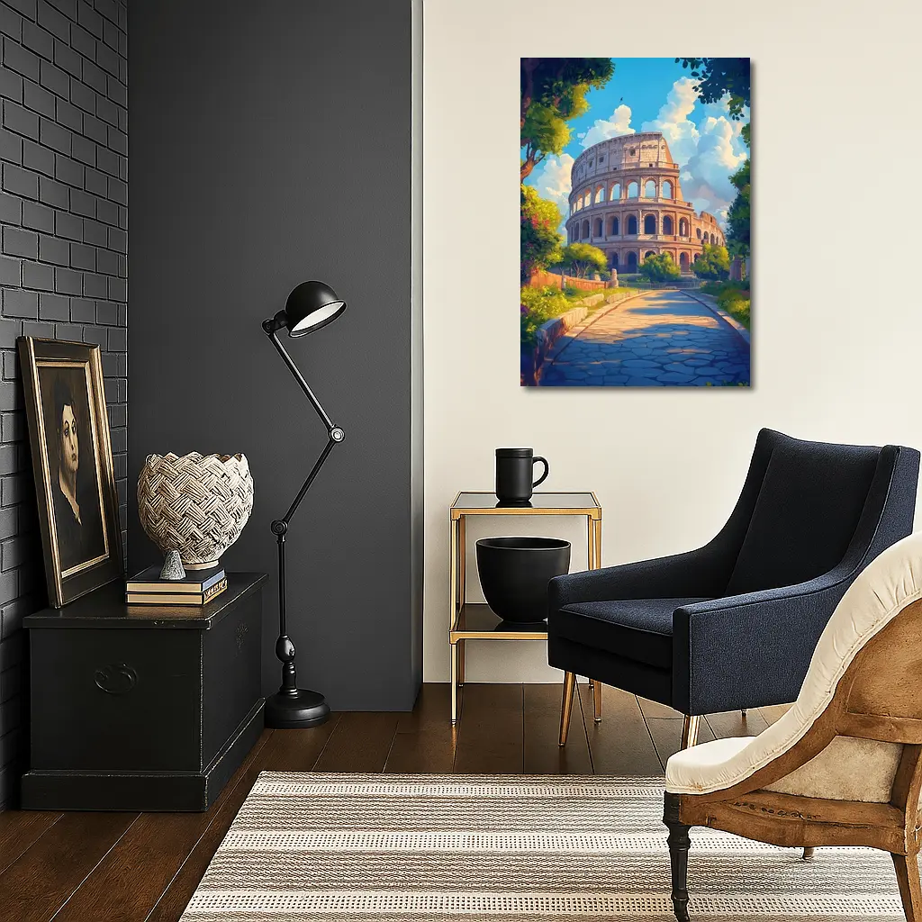 Colosseum Rome Sunny Day Anime Art – Wall Art