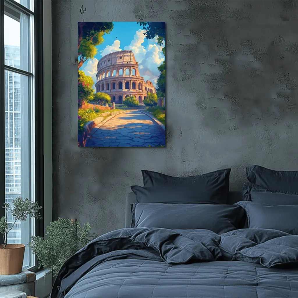 Colosseum Rome Sunny Day Anime Art – Wall Art