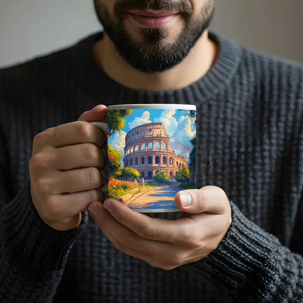 Colosseum Rome Sunny Day Anime Art – Mugs