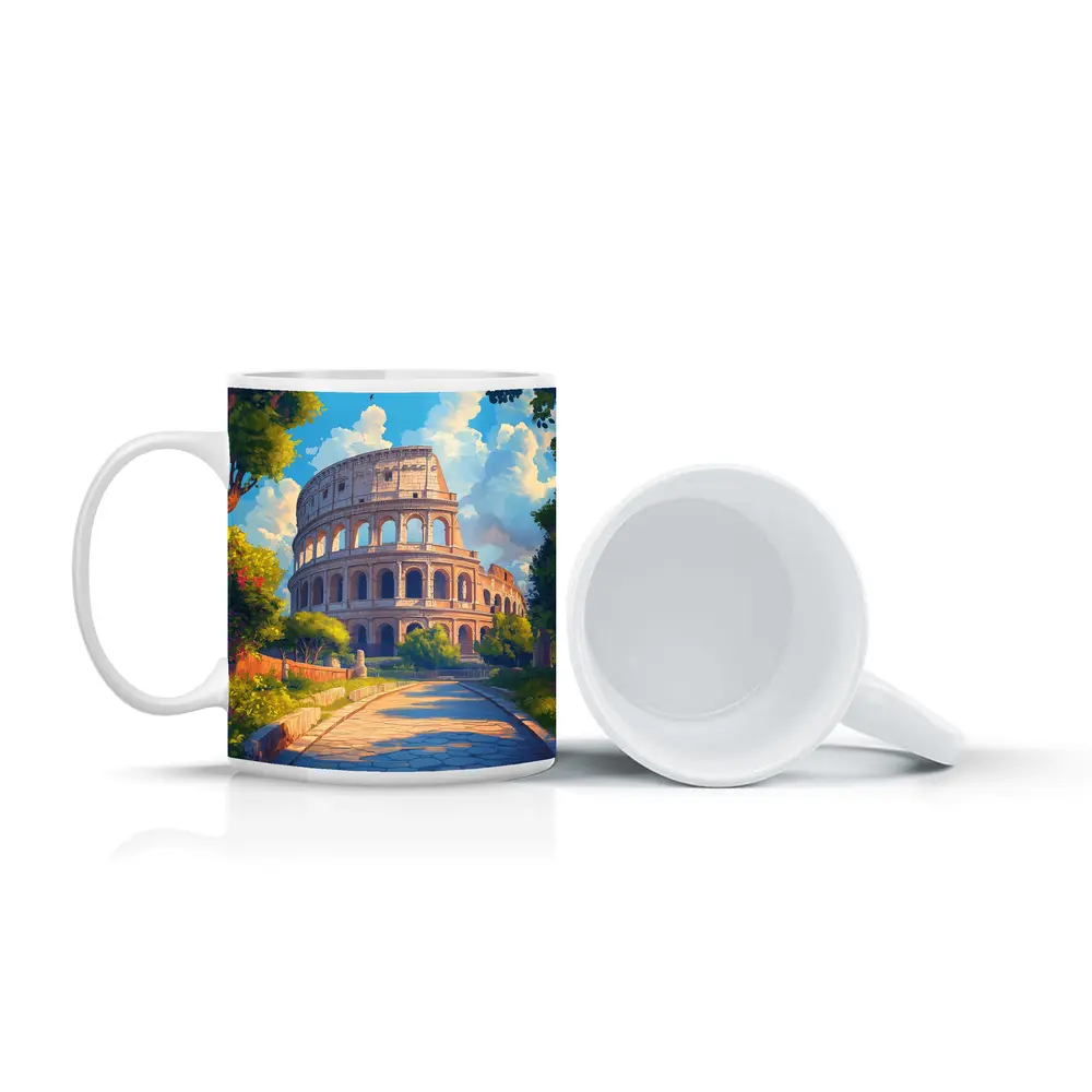 Colosseum Rome Sunny Day Anime Art – Mugs