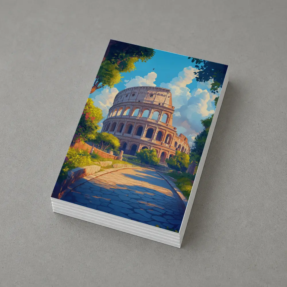 Colosseum Rome Sunny Day Anime Art – Postcards