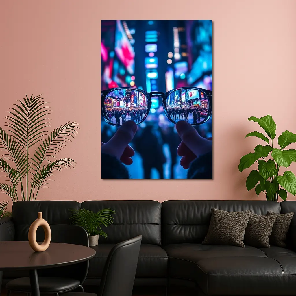 Glasses Held Up Times Square Night – Wall Art