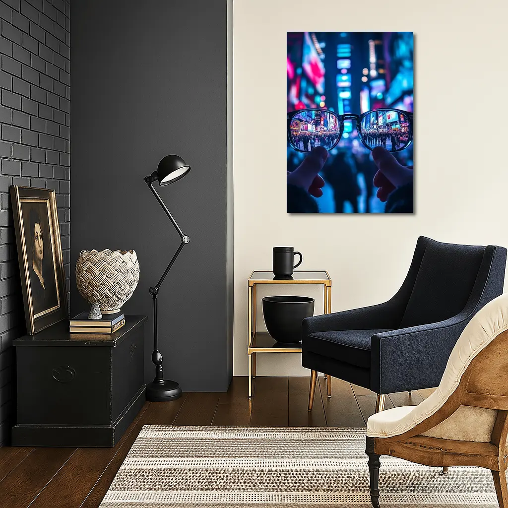 Glasses Held Up Times Square Night – Wall Art