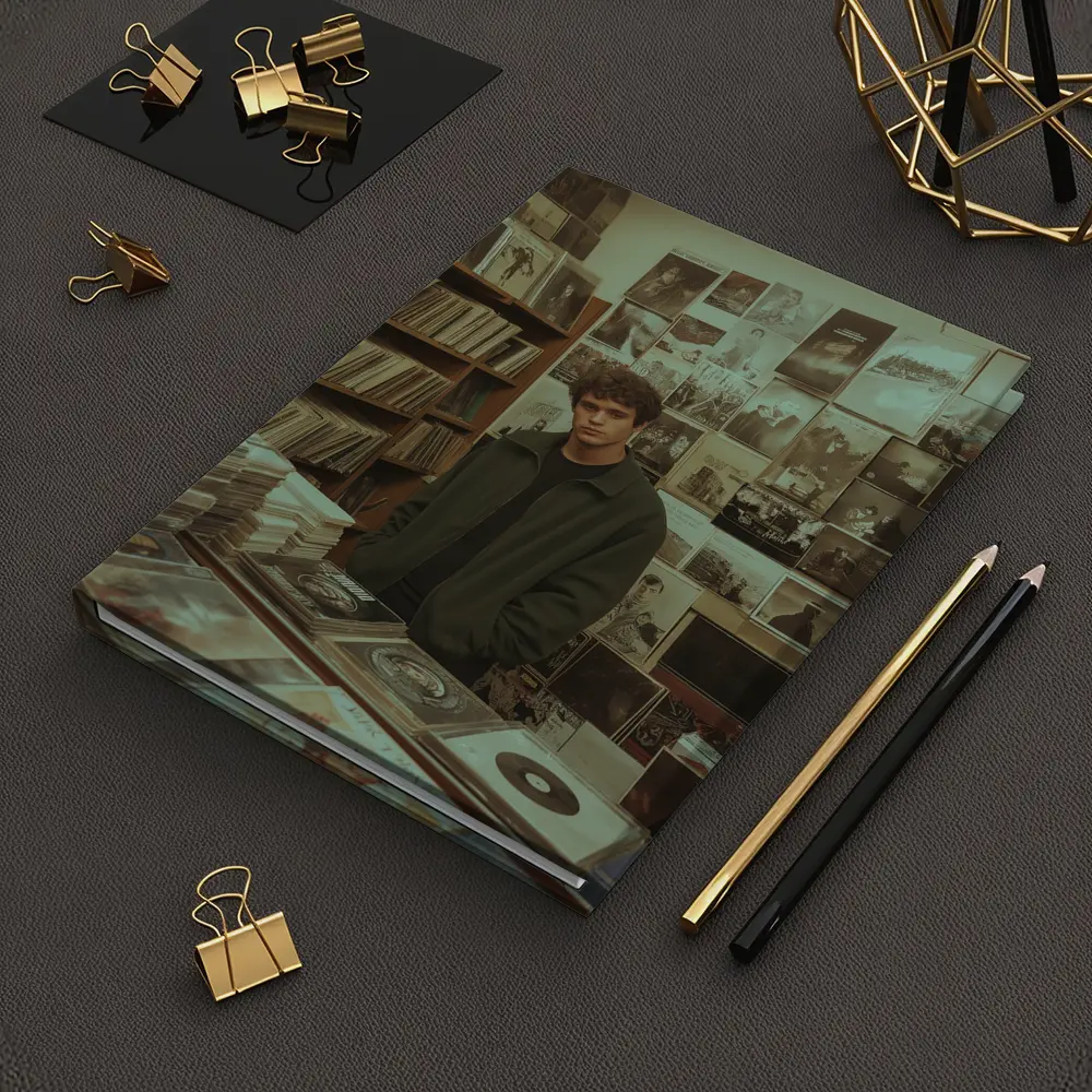 Young Man Standing In Vintage Record Shop – Notebooks