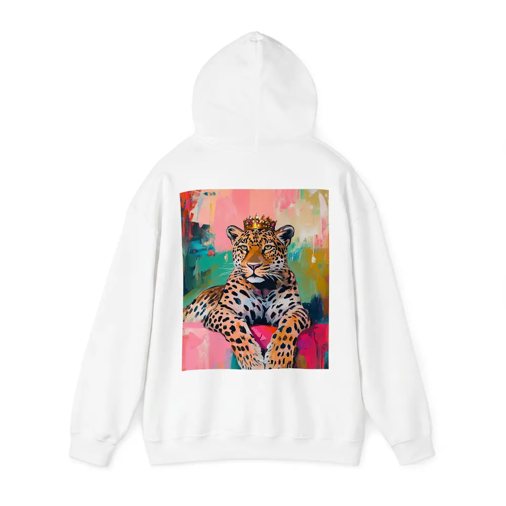 Royal Leopard With Crown Colorful Abstract Background – Hoodies
