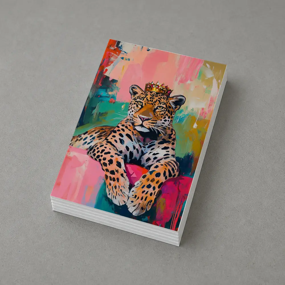 Royal Leopard With Crown Colorful Abstract Background – Postcards