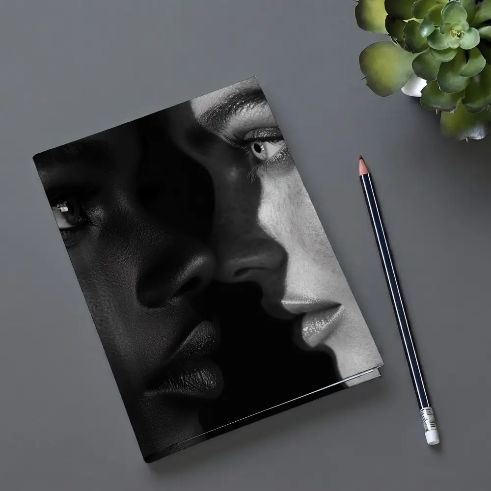 Two Women Faces Black and White Portrait – Notebooks