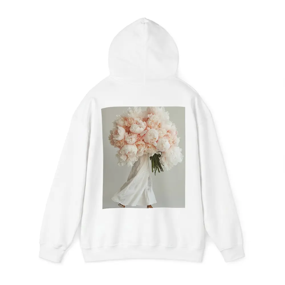 Pink Peony Bouquet Woman White Background – Hoodies