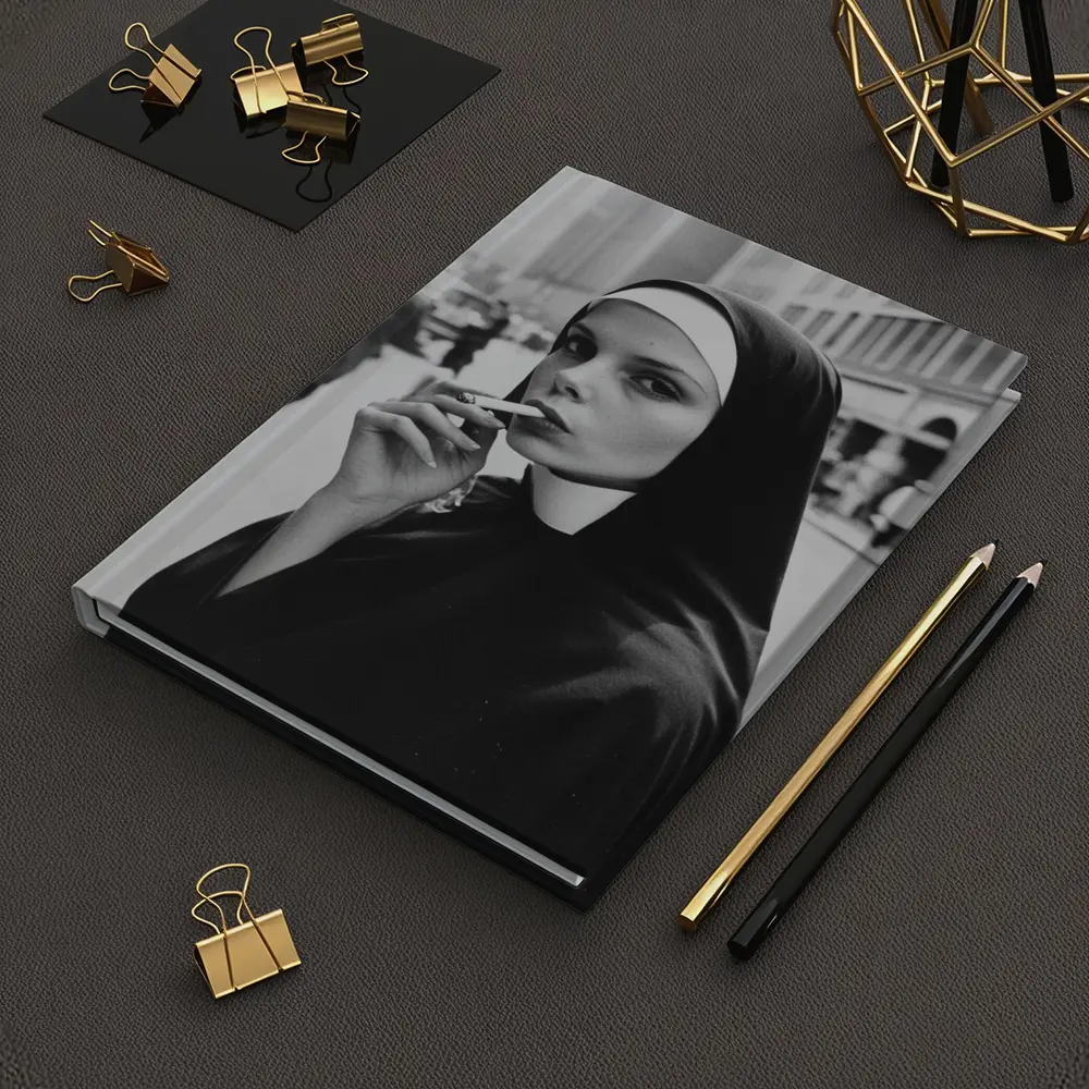 Nun Smoking Cigarette Black White Street – Notebooks
