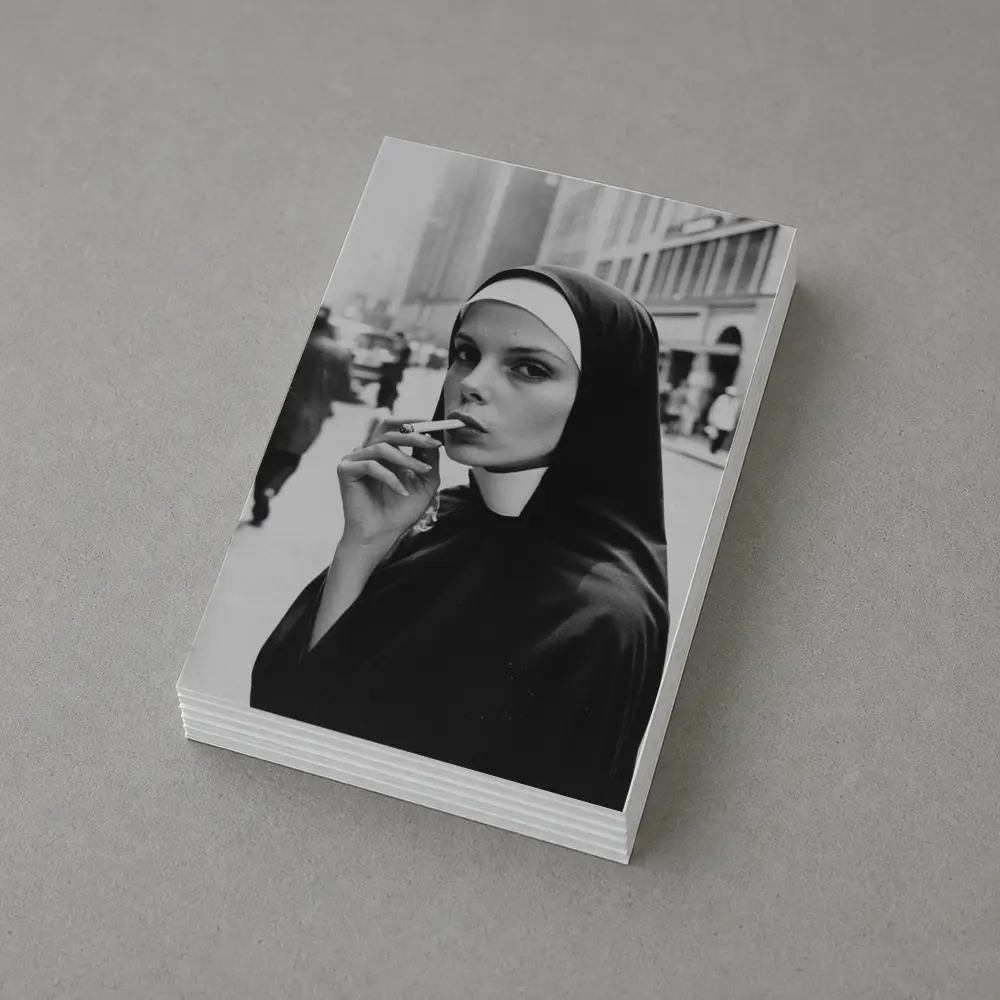 Nun Smoking Cigarette Black White Street – Postcards
