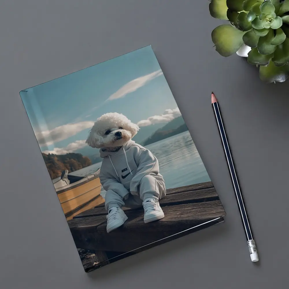 Bichon Frise Dog Wearing Nike Hoodie Lakeside – Notebooks