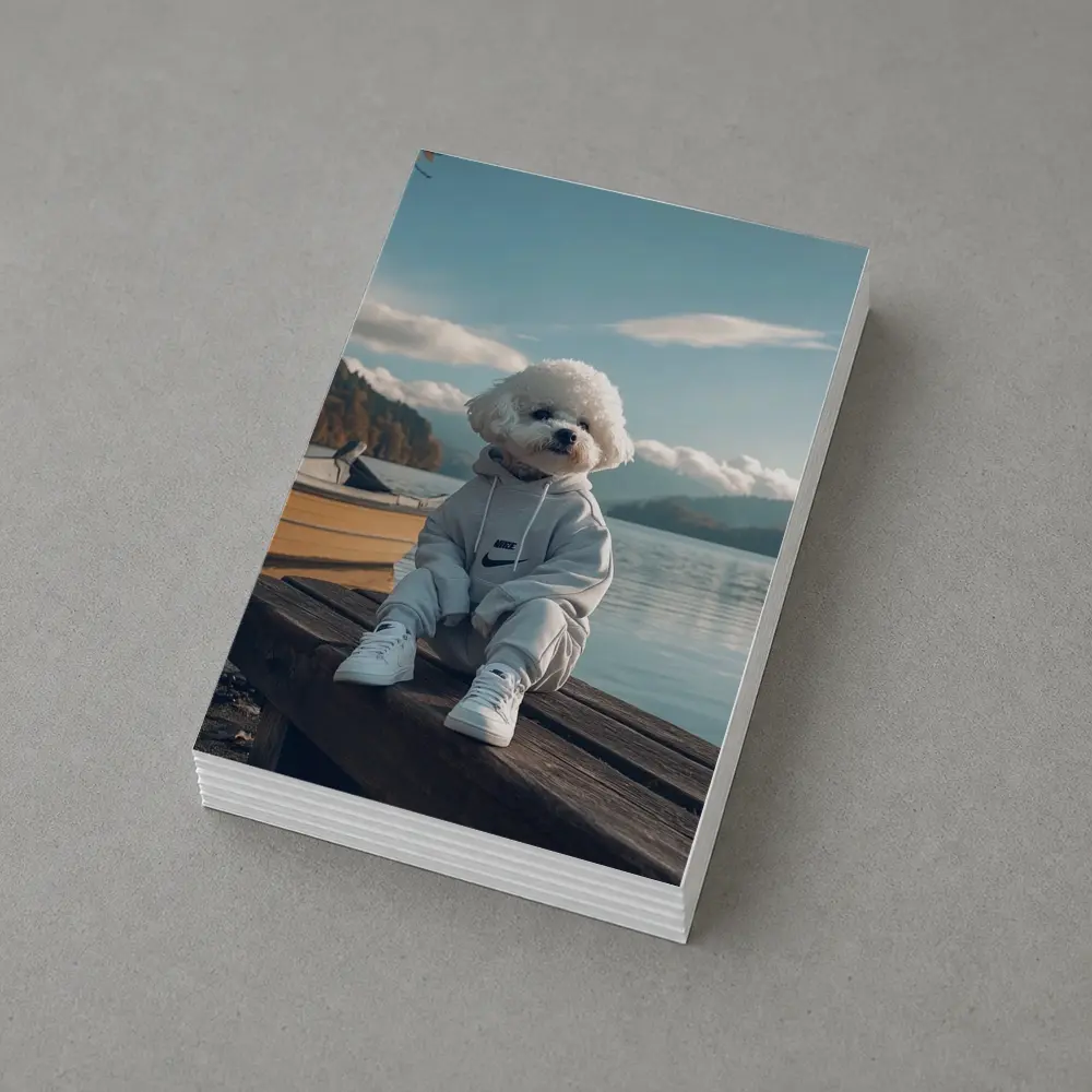 Bichon Frise Dog Wearing Nike Hoodie Lakeside – Postcards