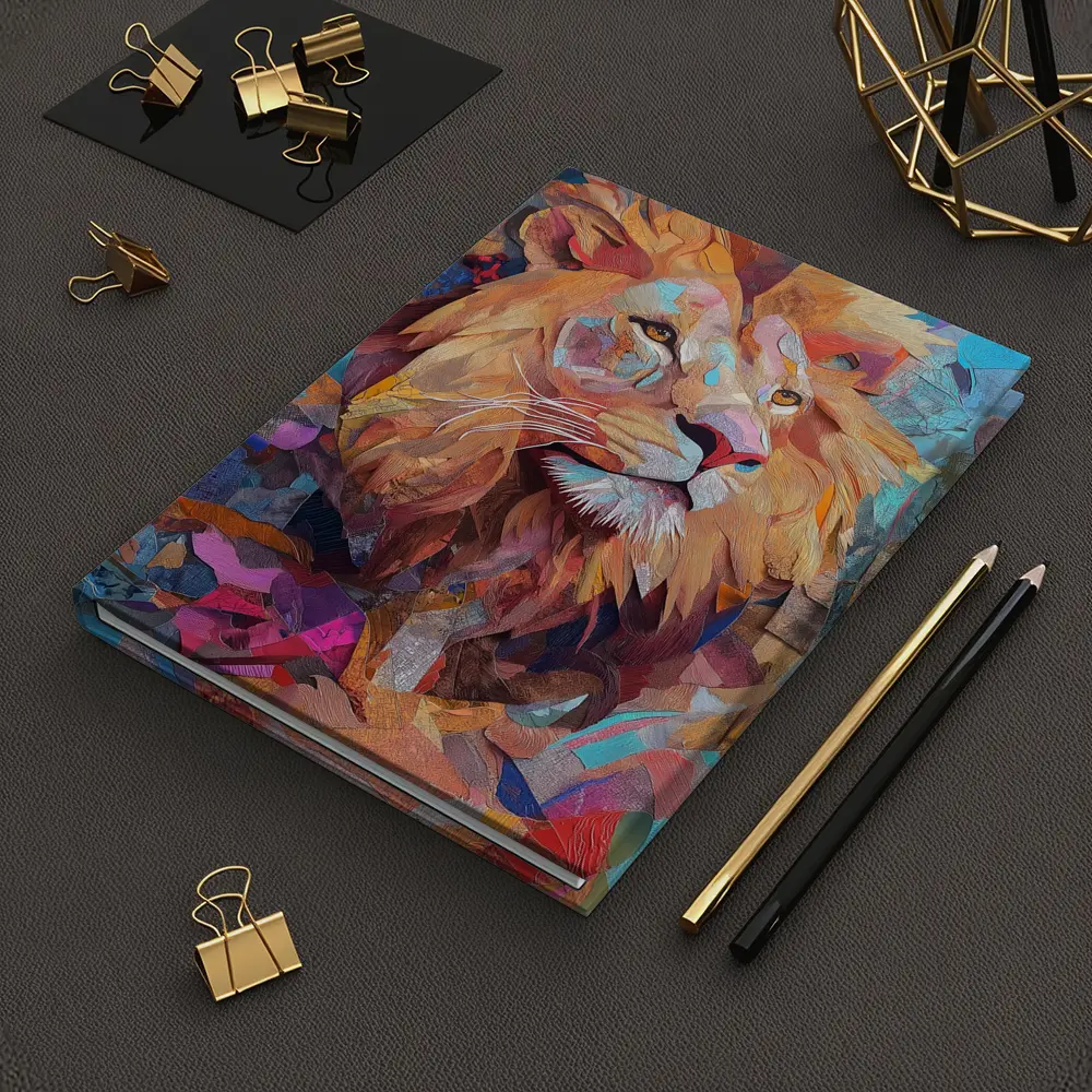 Colorful Collage Lion Art Abstract Background – Notebooks