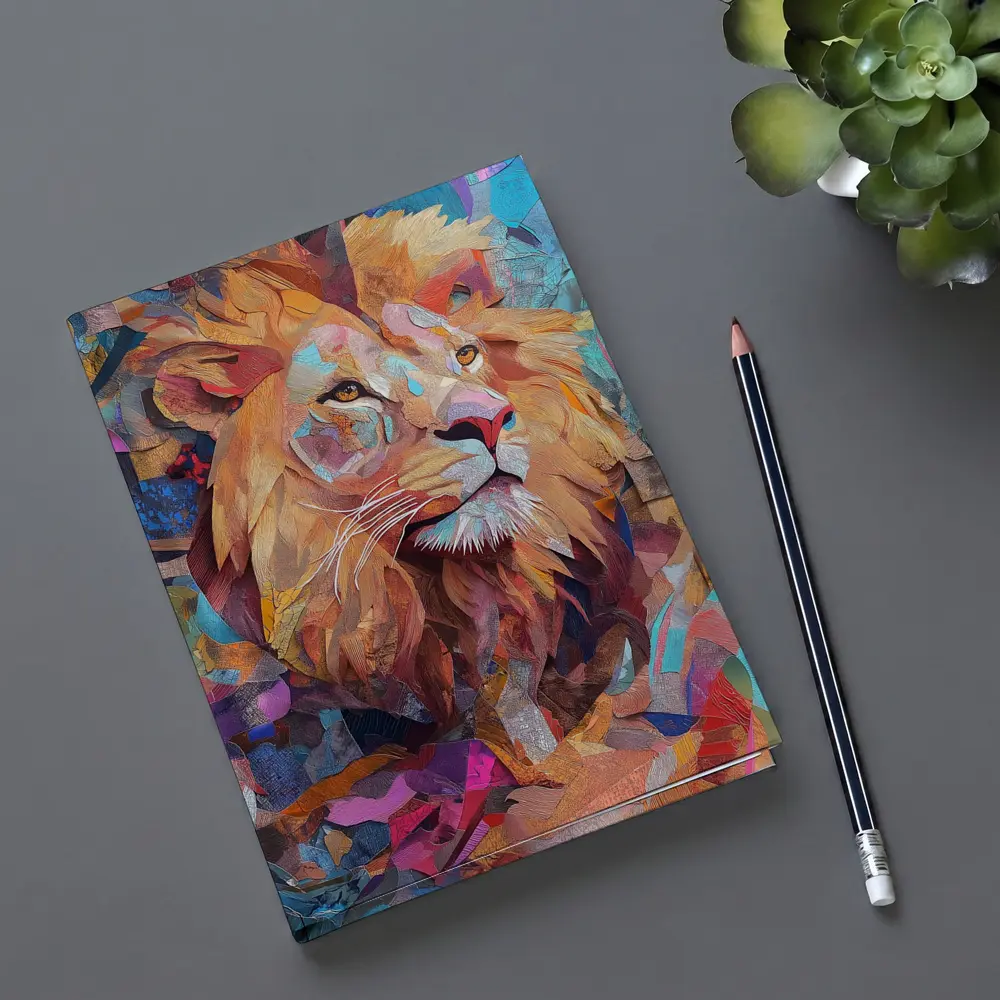 Colorful Collage Lion Art Abstract Background – Notebooks