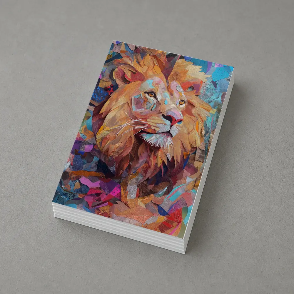 Colorful Collage Lion Art Abstract Background – Postcards