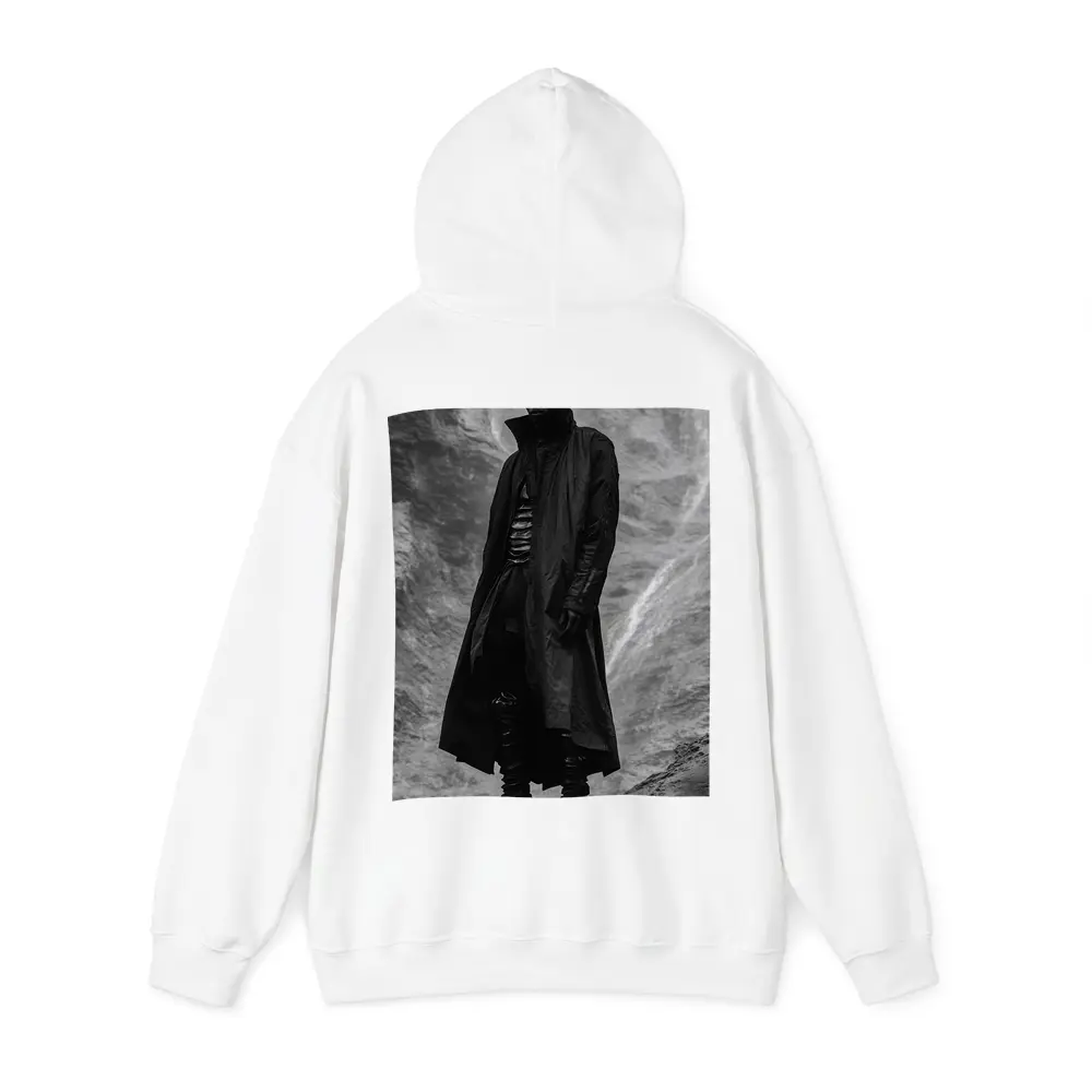 Black Coat Man Standing Rocky Landscape – Hoodies