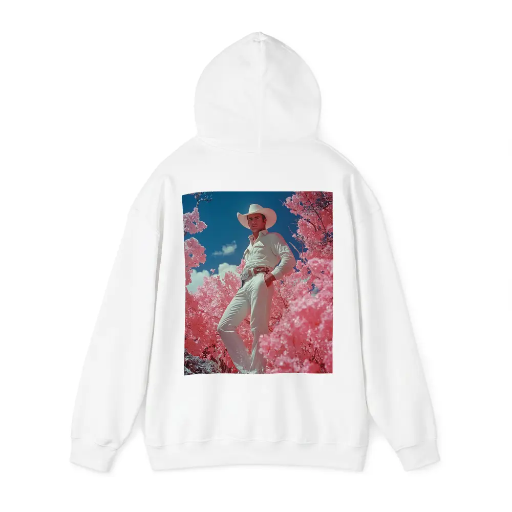 Cowboy in White Hat Pink Floral Landscape – Hoodies