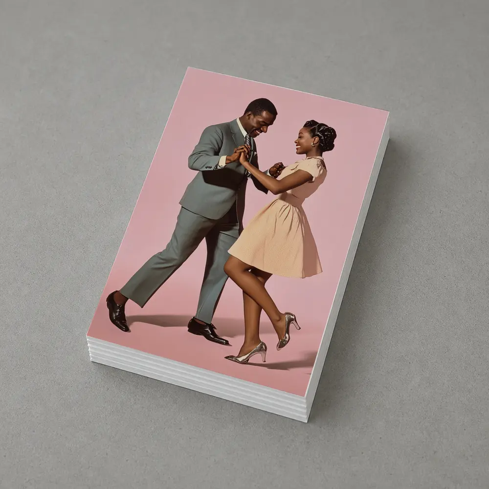 Couple Dancing Together on Pink Background – Postcards
